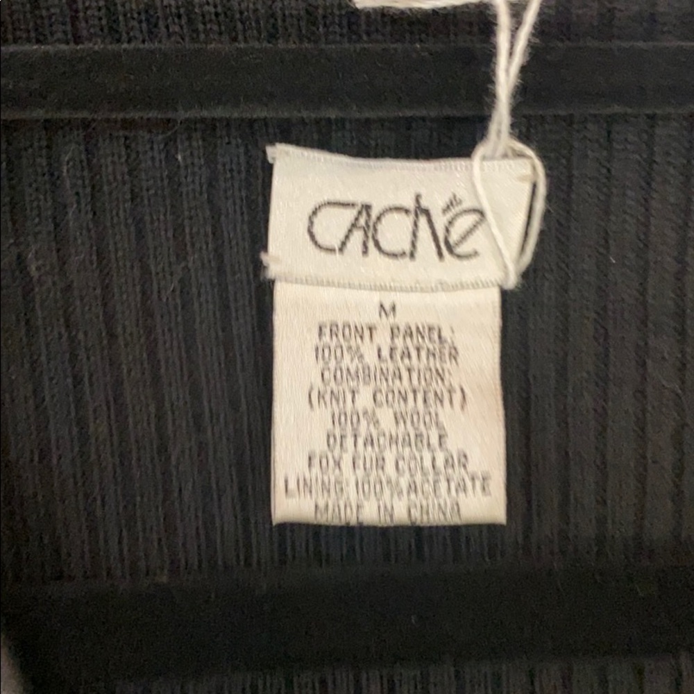 Cache Leather Wool Jacket With Belt Size M - image 4